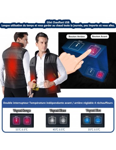 Gilet Chauffant Unisexe, Léger, électrique, Thermique, 23
